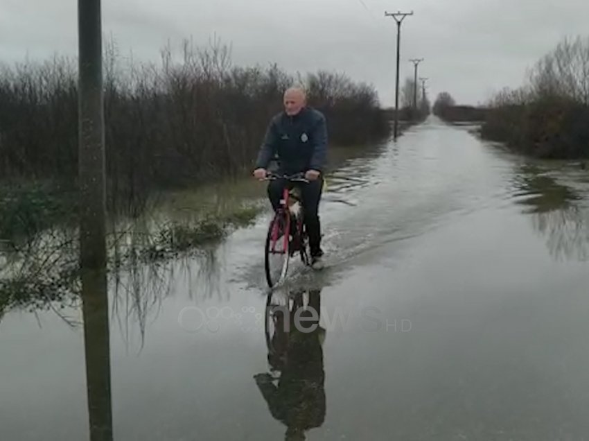 Shkodrani sfidon përmbytjen, “çan” ujin me biçikletë