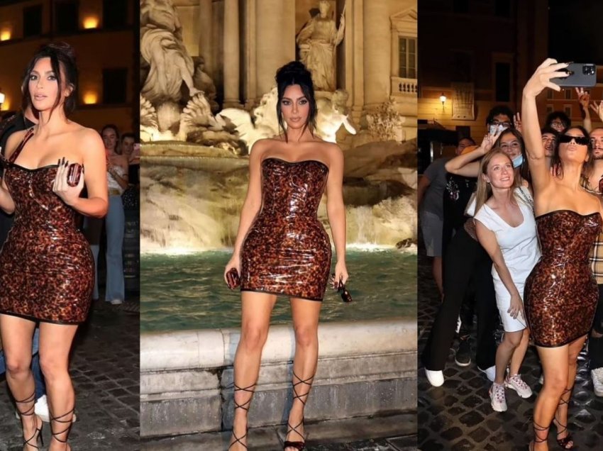 Kim Kardashian vazhdon qëndrimin në Romë, takohet me fansa tek Fontana Trevi