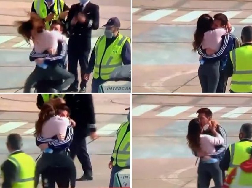 Antonella i hidhet në krah Messit nga gëzimi në aeroport, pas kthimit të tij në Argjentinë