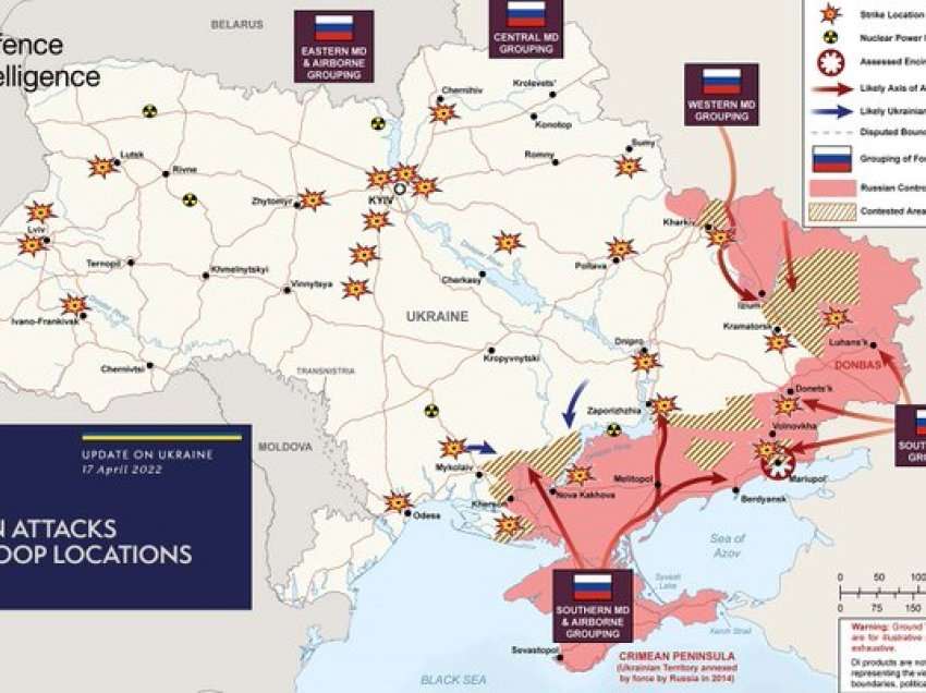 Britania nxjerr hartën e re, detajon përparimet ruse në Ukrainë
