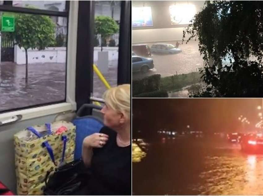Serbia përfshihet nga një stuhi shiu, autobusi ‘noton’ në rrugët e Beogradit