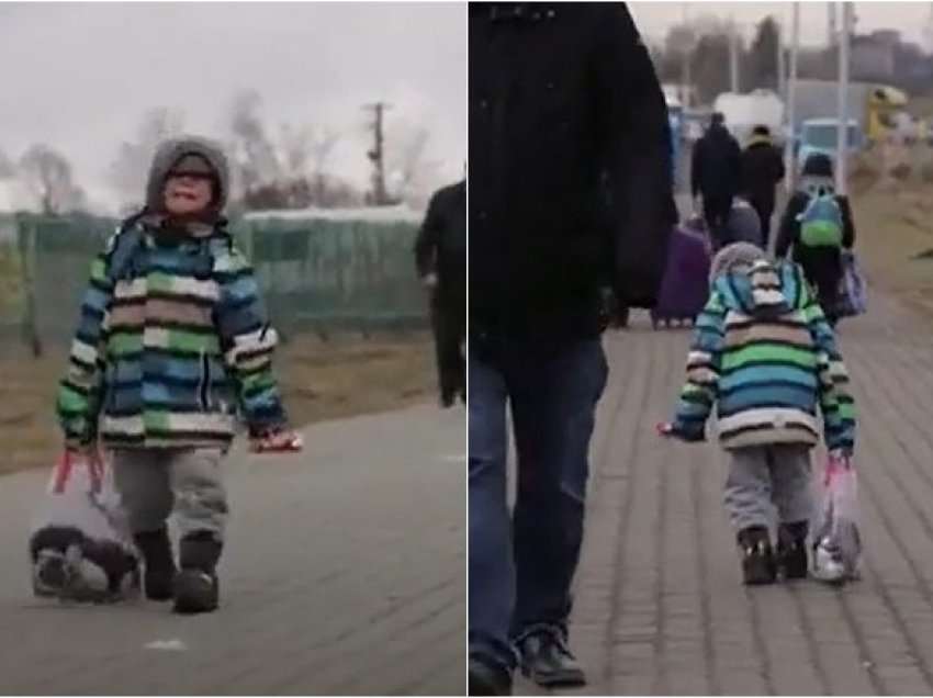 Prekëse: Fëmija ukrainas duke qarë e kalon kufirin për në Poloni i vetëm