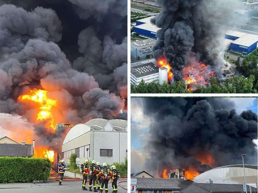 Shpërthen një zjarr i madh në një zonë industriale në Zvicër