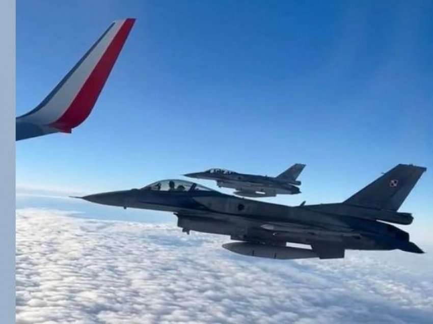Kombëtarja e Polonisë shoqërohet në ajër nga dy aeroplanë ushtarakë F16!