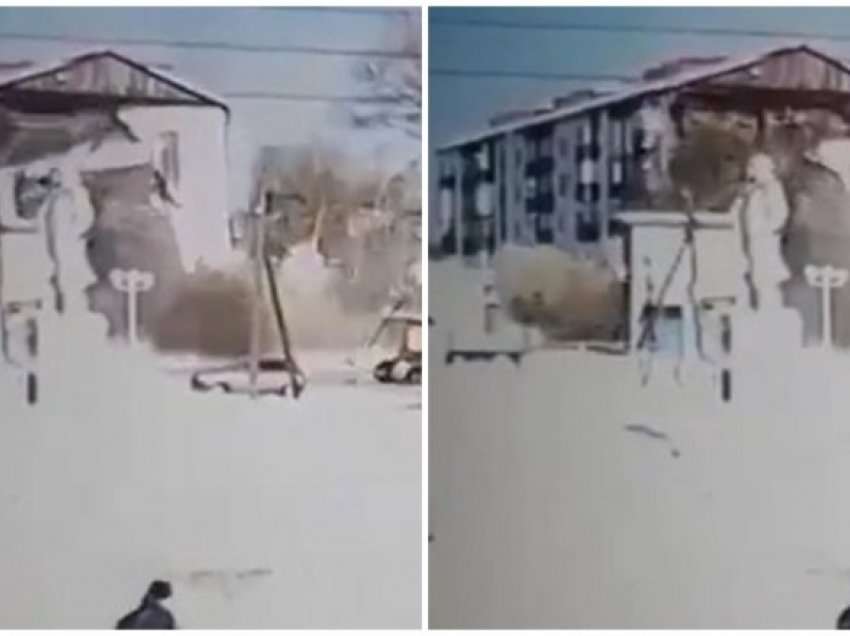 Momenti kur shembet ndërtesa pesëkatëshe në ishullin rus, si pasojë e shpërthimit të bombolave të gazit