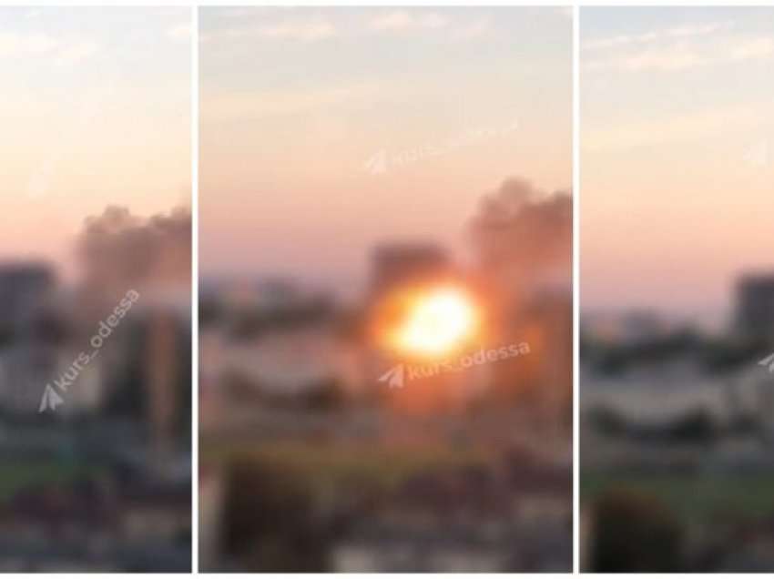 Momenti kur dronët kamikazë të rusëve, bombardojnë ndërtesën e administratës në Odesa