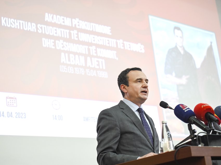 Kryeministri Kurti merr pjesë në Akademinë Përkujtimore në nderim të jetës së dëshmorit, Alban Ajeti