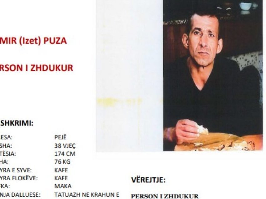Zhduket Samir Puza nga Peja, policia kërkon bashkëpunim për të gjetur vendndodhjen e tij