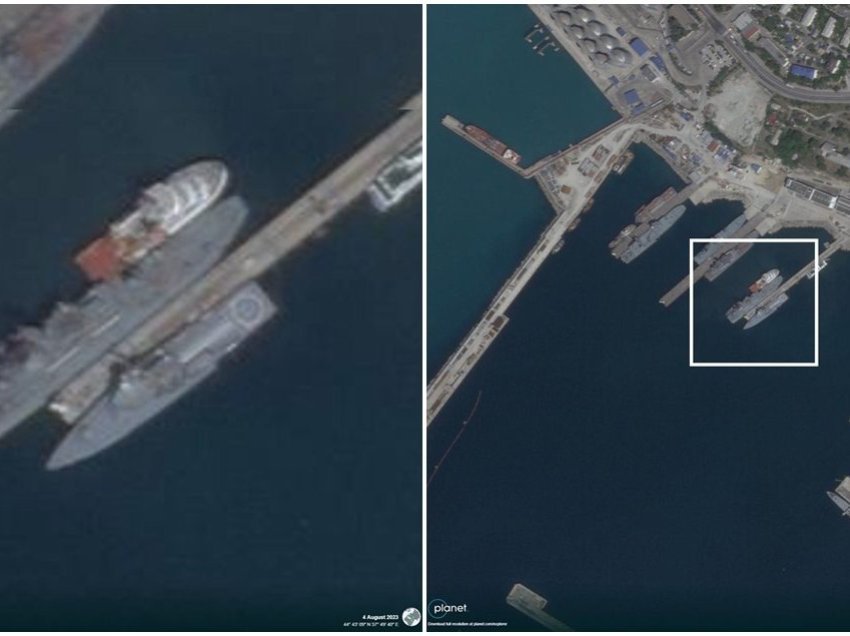 Imazhe satelitore të anijes së madhe ruse që u sulmua me dron në Detin e Zi