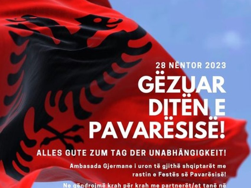 Sot 111 vjetori i Pavarësisë, ambasada gjermane uron shqiptarët: Krah Shqipërisë në rrugëtimin drejt BE