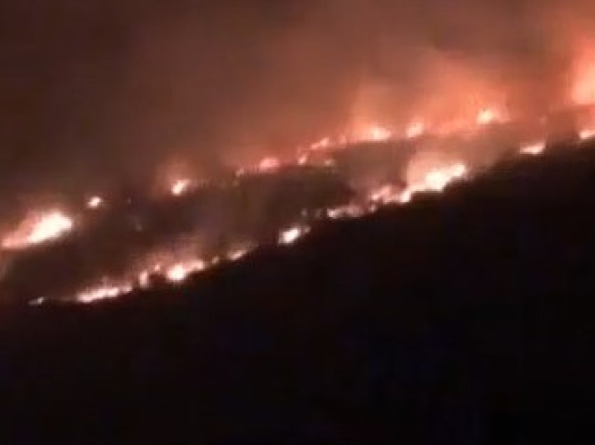 Zjarr në malin Shpirag, flakët përhapen me shpejtësi dhe djegin 40 ha shkurre