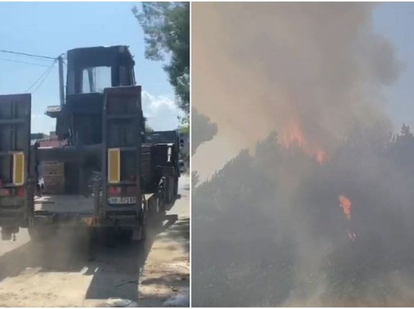 Zjarri në pyjet me pisha të Pishporos, e pamundur ndërhyrja e zjarrfikëseve, në zonë mbërrin një buldozer