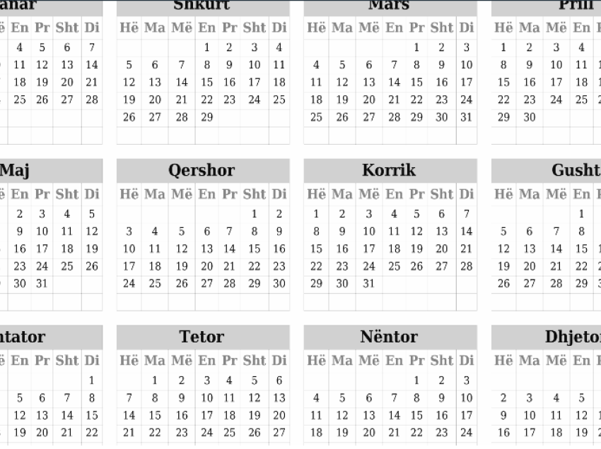 Kalendari i vitit 2024, identik me atë të vitit 1996
