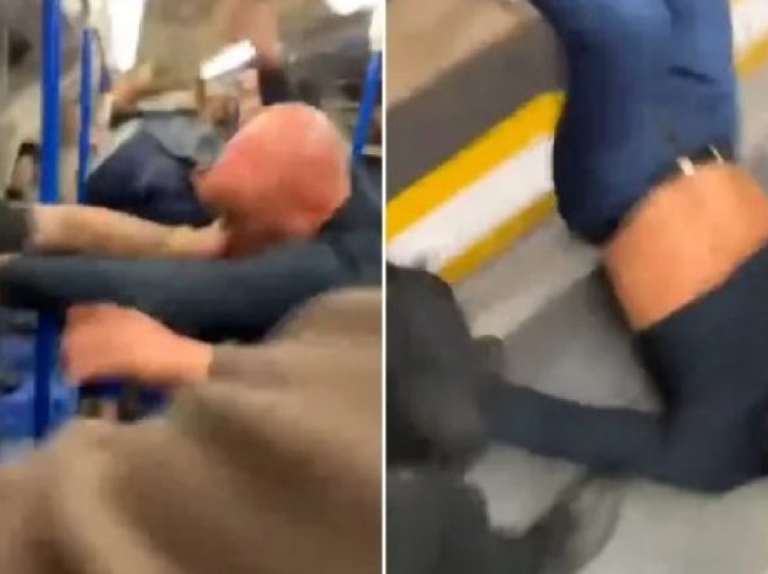 Përleshje masive në trenin e metrosë në Londër – burrat godasin dhe shajnë njëri-tjetrin përpara udhëtarëve të tmerruar