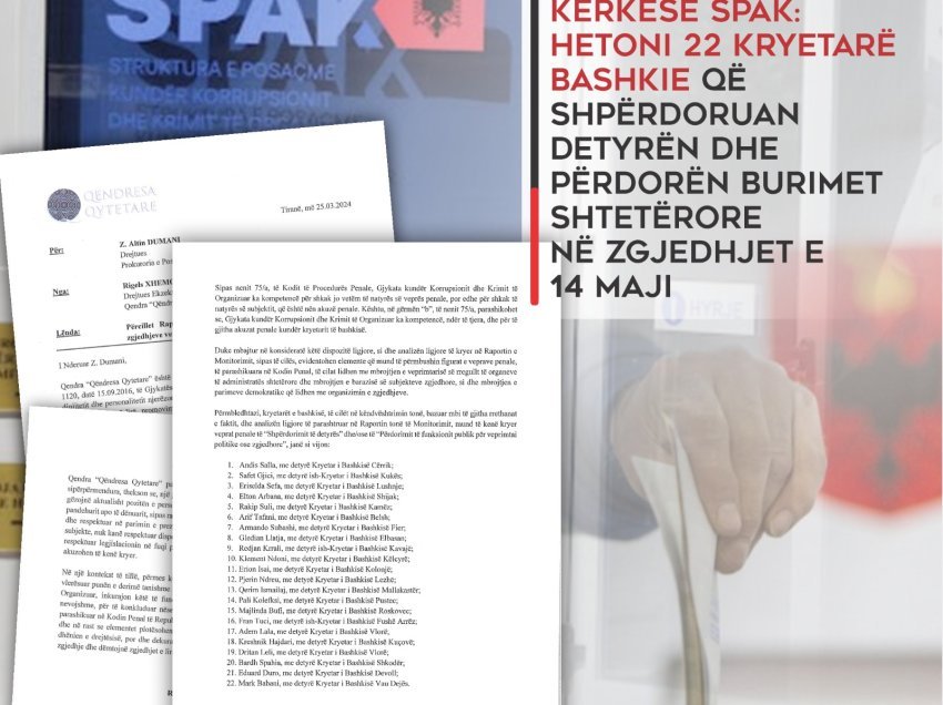 Kërkesa në SPAK/ Publikohet raporti për 22 kryetarë bashkie: Të hetohen, kanë shpërdoruar detyrën në zgjedhjet e 14 majit