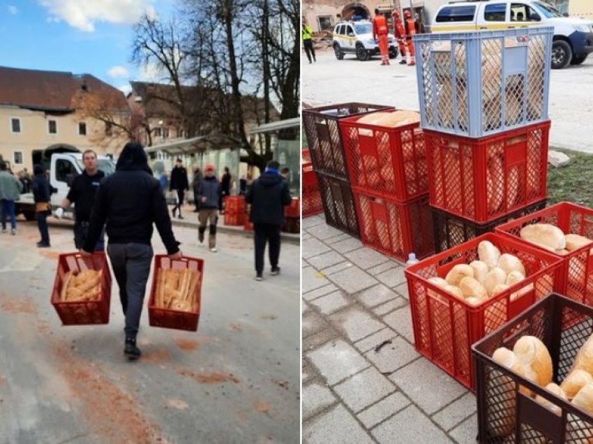 Shqiptari nga Hasi shpërndan bukë falas për të prekurit nga tërmeti në Kroaci