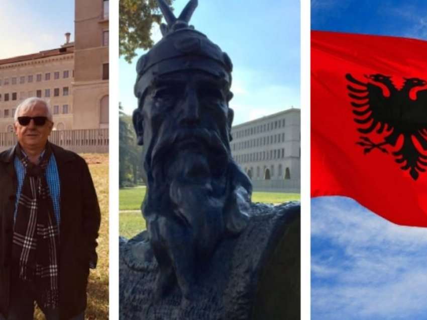 Një zviceran para bustit të Skenderbeut në Gjenevë uron shqiptarët në gjuhën shqipe 