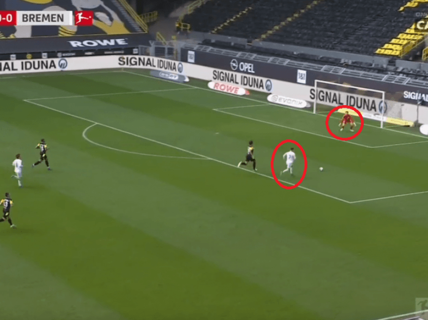 Milot Rashica realizon gol të jashtëzakonshëm ndaj Dortmundit