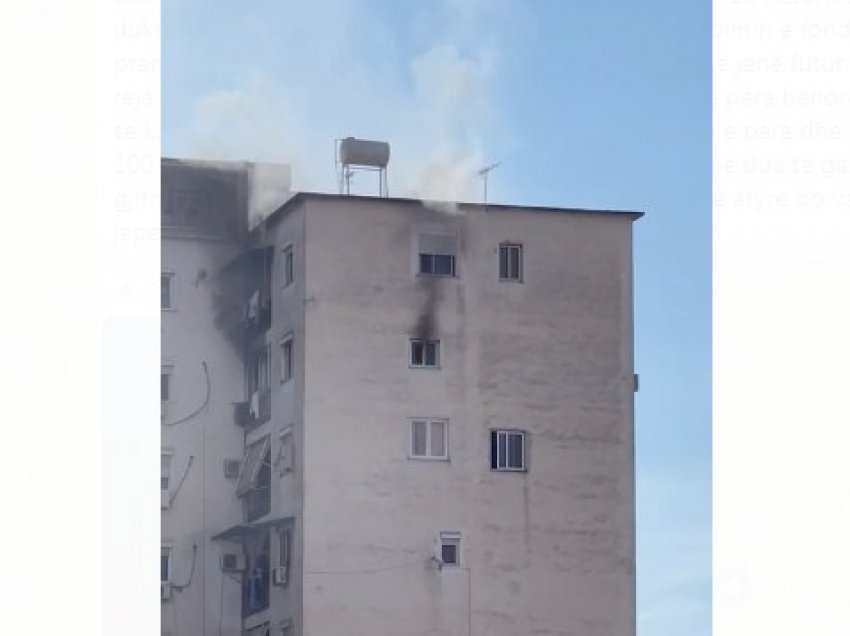 Merr flakë apartamenti në Tiranë, tym e flakë nga dritaret