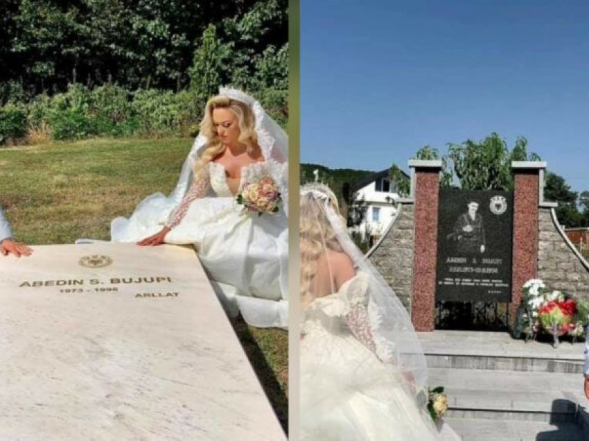 Emocionuese: Vajza e dëshmorit në ditën e martesës, ndalet fillimisht tek varri i babait 