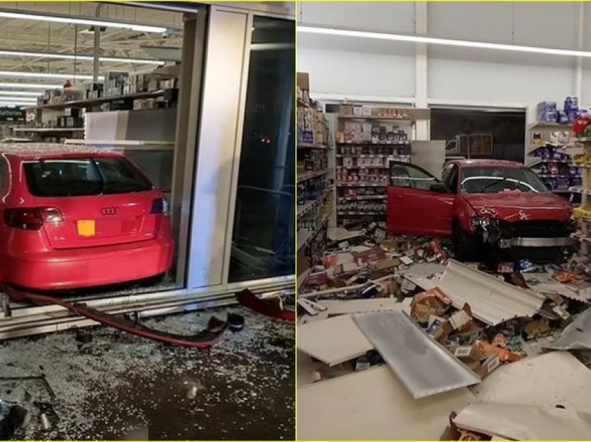 Audi hyn përmes dritares në një shitore në Angli – shoferi bëhet objekt talljeje në rrjetet sociale