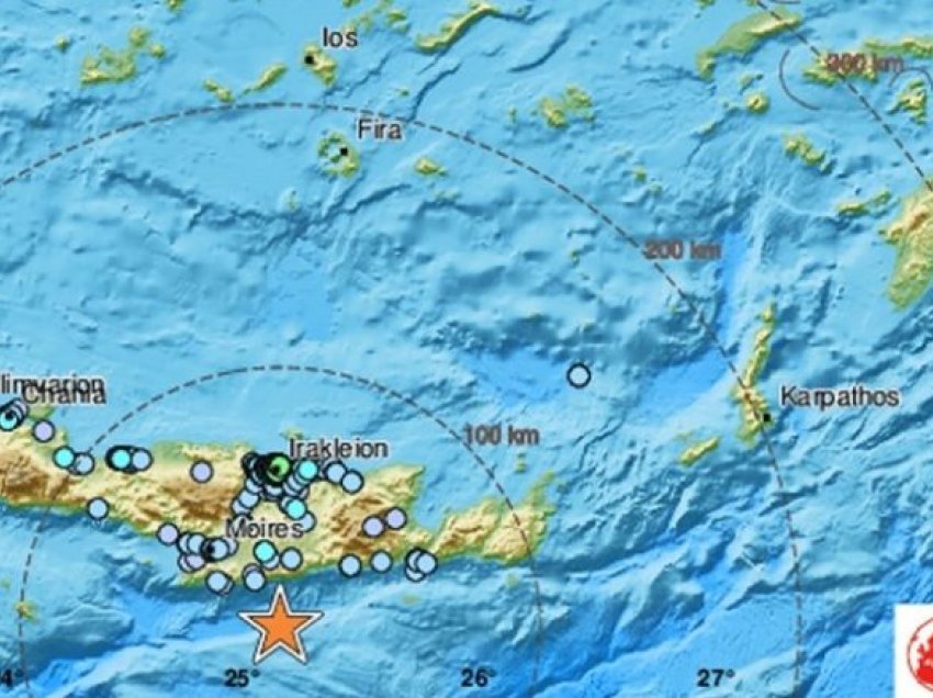Dy tërmete të forta me mbi 5 ballë të shkallës Rihter pranë Kretës