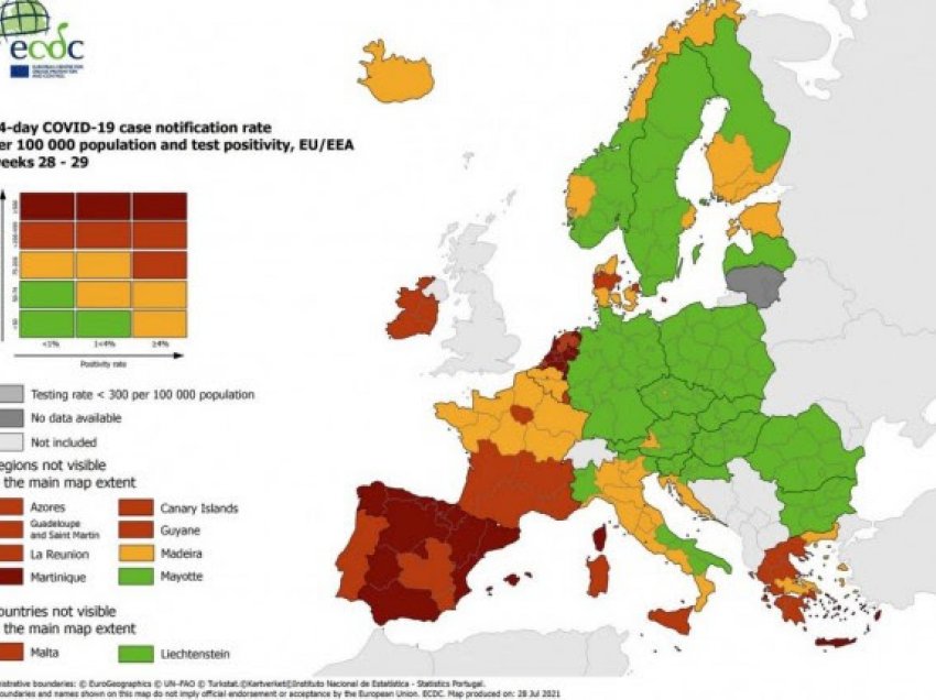 ​Publikohet harta e re e koronavirusit në Evropë