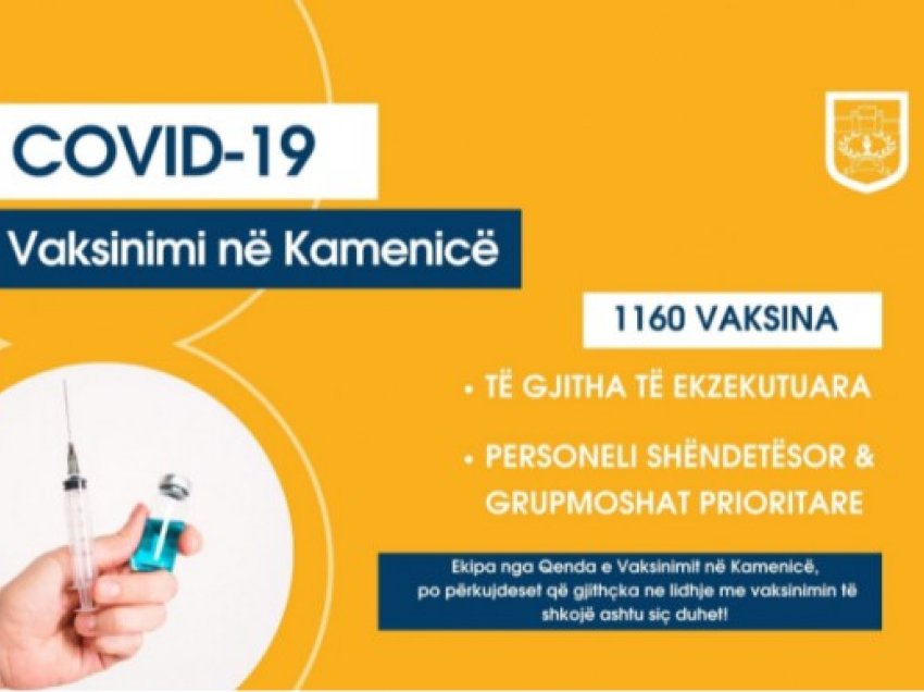 ​Mbi një mijë të vaksinuar në Kamenicë dhe asnjë rast aktiv me COVID-19
