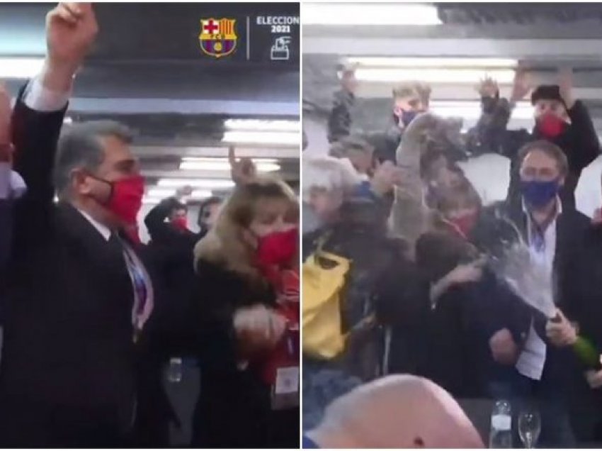 Joan Laporta shkon të festojë së bashku me tifozët e Barcelonës – pasi që zgjidhet sërish president i Blaugranasve