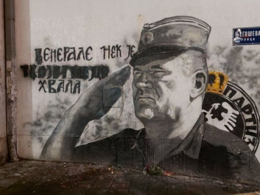 Fytyra e vërtetë e Serbisë – antifashistët kundër muralit të kriminel Mlladiç - nacionalistët e policia në mbrojtje të tij