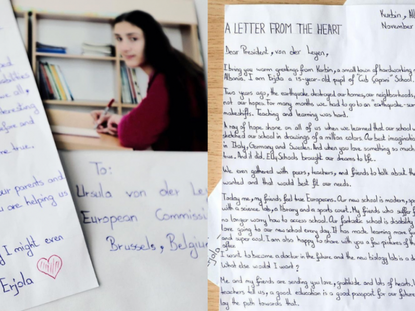 Letra e 16-vjeçares shqiptare që preku Ursula Von der Leyen