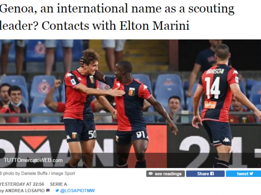 Klubi i Serie A mendon për të marrë Elton Marinin
