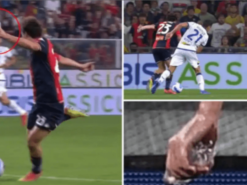 Pamje/ Sulmuesi i Genoa shënon gol të mrekullueshëm me shishe të ujit në dorë