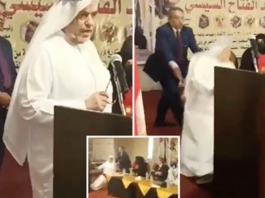 Biznesmeni saudit vdes duke mbajtur një fjalim – kamerat regjistruan momentin tronditës