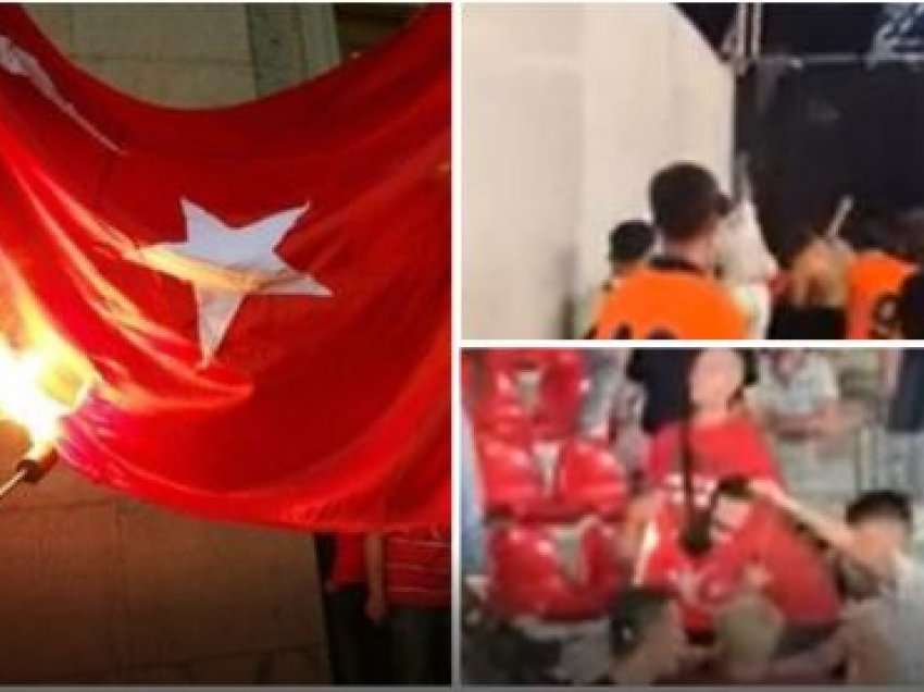Tifozët belgë djegin flamurin e Turqisë