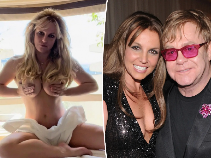 Britney Spears feston suksesin e këngës me Elton John me një foto nudo