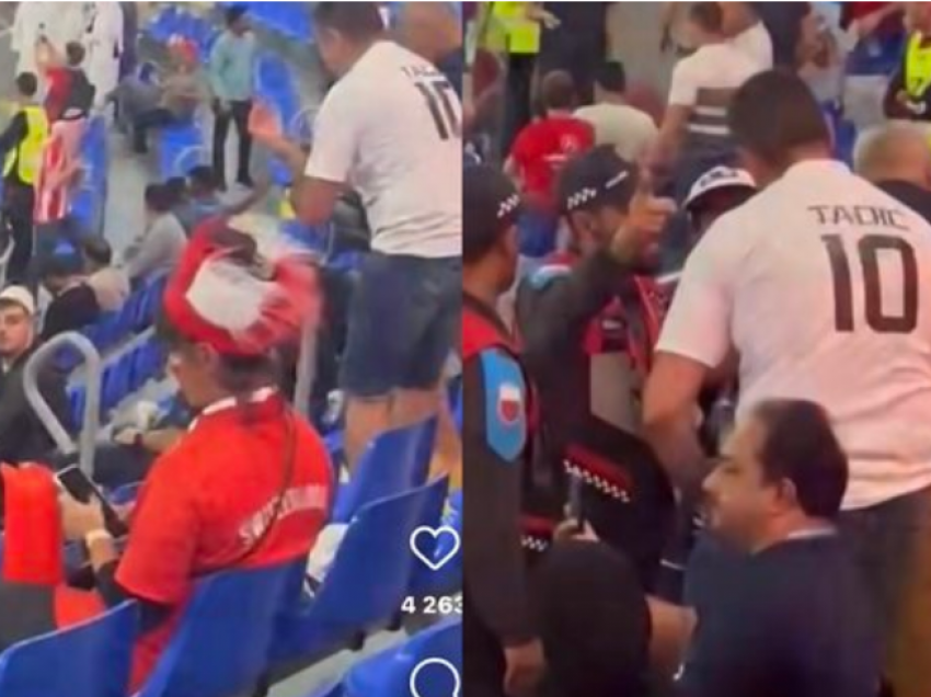  Momenti kur serbët “qahen” tek sigurimi për qeleshet me shqiponjë në shkallët e stadiumit