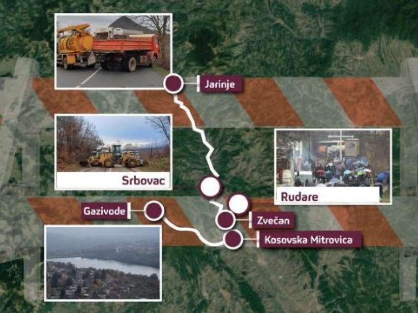 Publikohet harta: Barrikadat janë në pesë vende në veri të Kosovës