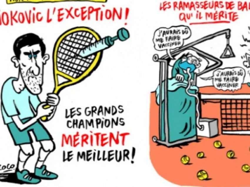 “Charlie Hebdo” tallet me Djokoviç, karikatura e mesazhe për tenistin serb