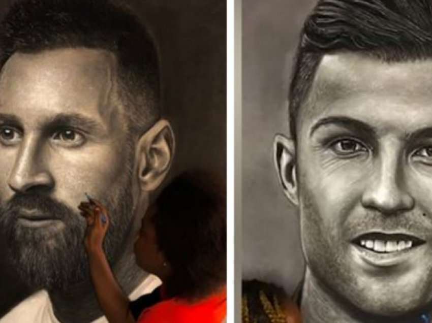 Portretet e Messit dhe Ronaldos të pikturuara me mjeshtëri nga një talente