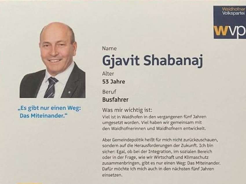 Gjavit Shabanaj nga Kosova që kandidon për Asamblenë Komunale në Austri