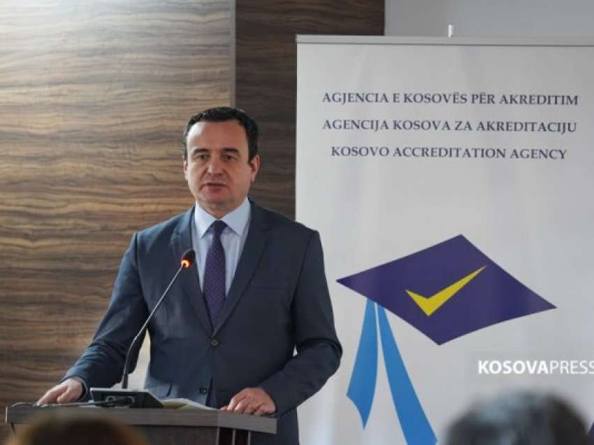 ​Kurti: Agjencinë Kosovare të Akreditimit synojmë ta bëjmë tërësisht të pavarur