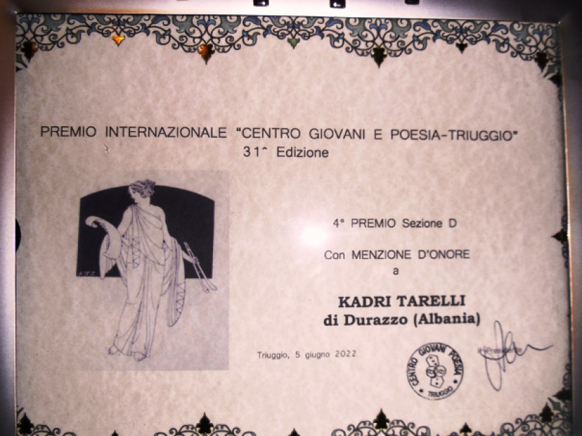 Kadri Tarelli nga Durrësi vlerësohet me çmim ndërkombëtar në Itali