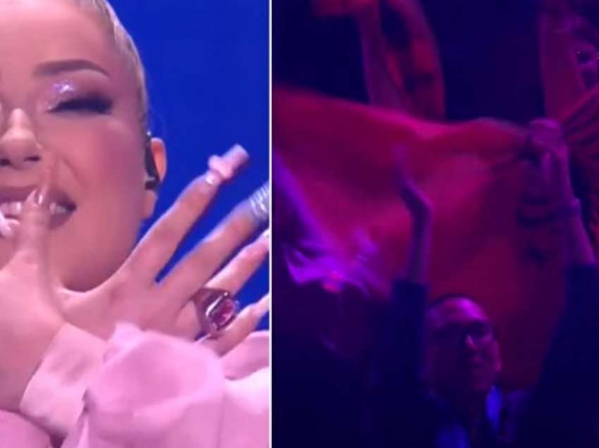 Momenti kur Ronela Hajati bën shqiponjën dhe valëvitet flamuri kombëtar shqiptar në “Eurovision 2022”
