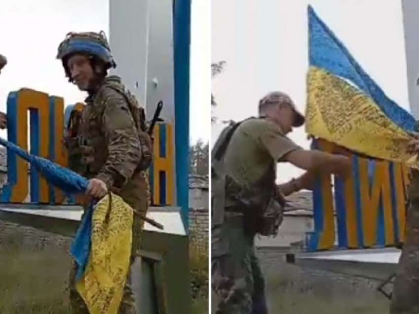 Forcat ukrainase ngritin flamurin e vendit në qytetin e Lymanit