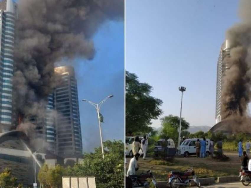 Zjarr i madh në qendrën tregtare në Pakistan, qytetarët vrapojnë për të shpëtuar