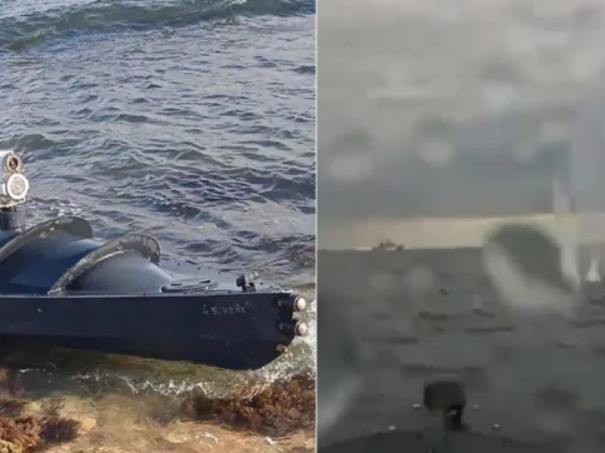 Tmerri i luftës në pamjet e dronit detar kamikaz ukrainas që tenton të sulmojë luftanijen ruse në Detin e Zi
