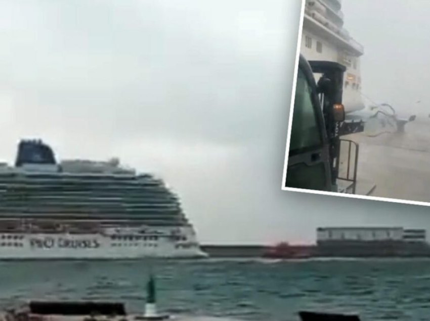Fuqia e stuhisë në Spanjë, era e forta e largoi nga porti anijen gjigante turistike dhe e përplasi me një tanker nafte