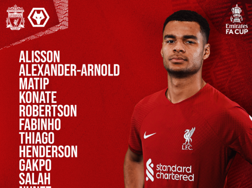 Formacionet zyrtare: Liverpool – Wolves
