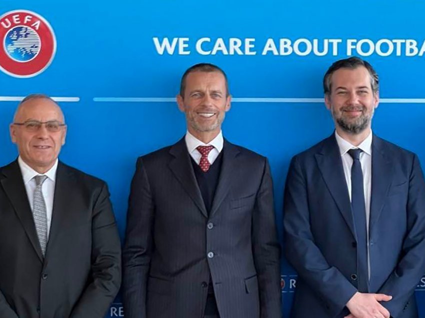Ademi dhe ministri Çeku u pritën nga presidenti i UEFA-s, Çeferin 